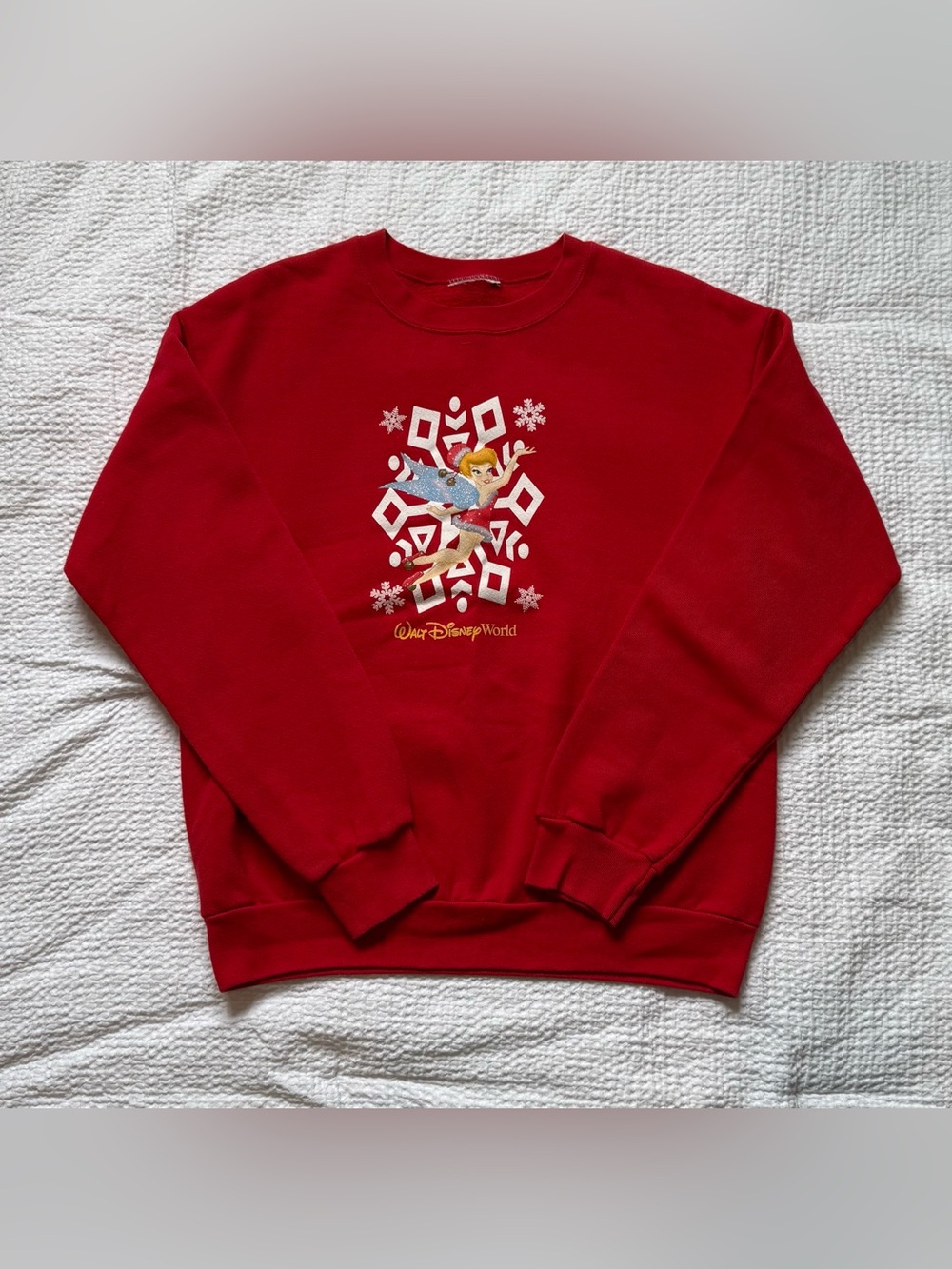 Disney Red Tinker Bell Crewneck Sweatshirt - Holiday Design